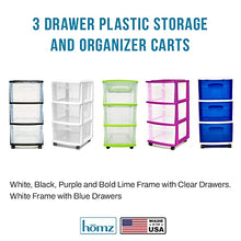 Load image into Gallery viewer, Homz 3 Drawer Plastic Storage and Organizer Cart
