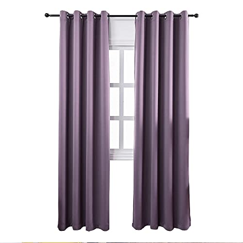 MANGATA CASA Purple Blackout Curtains with Grommets (2 Panels)