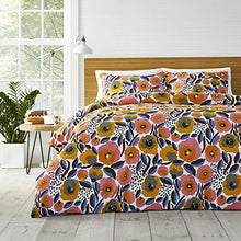 Load image into Gallery viewer, Marimekko - Queen Duvet Cover Set, Cotton Percale Bedding with Matching Shams & Button Closure, All Season Home Decor (Rosarium Pink, Queen)