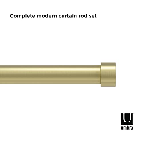 Umbra Cappa Curtain Rod, Includes 2 Matching Finials, Brackets & Hardware, 36 to 66-Inches, Brass