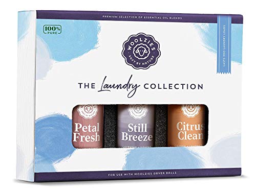 Woolzies Laundry Collection Essential Oil Set | 100% Pure Therapeutic Grade Aromatherapy Oil | Use with Wool Dryer Balls or Oil Diffuser | Gift Set Includes Petel Fresh, Still Breeze, Citrus Clean