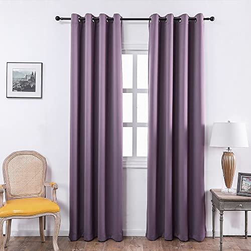 MANGATA CASA Purple Blackout Curtains with Grommets (2 Panels)