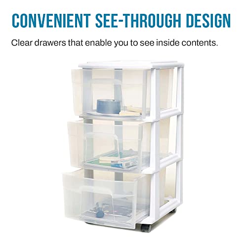 Homz 3 Drawer Plastic Storage and Organizer Cart