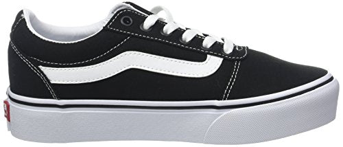 Vans Women's Platform Trainers Low-Top Sneakers, Black ((Canvas) Black/White 187), 6.5 US