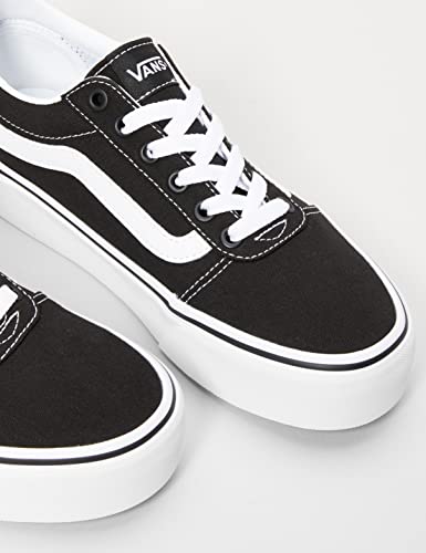 Vans Women's Platform Trainers Low-Top Sneakers, Black ((Canvas) Black/White 187), 6.5 US