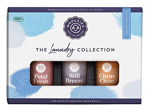 Woolzies Laundry Collection Essential Oil Set | 100% Pure Therapeutic Grade Aromatherapy Oil | Use with Wool Dryer Balls or Oil Diffuser | Gift Set Includes Petel Fresh, Still Breeze, Citrus Clean