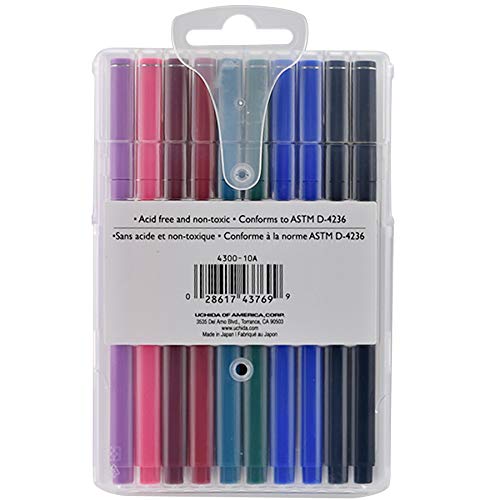 Uchida 430010A , Le Pen, 0.3 Millimeter point, Pen Set, 10 Pack, Multicolor