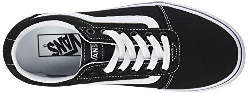 Vans Women's Platform Trainers Low-Top Sneakers, Black ((Canvas) Black/White 187), 6.5 US