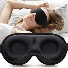 Load image into Gallery viewer, YFONG Weighted Sleep Mask, Women Men 3D Eye Mask Blocking Lights Sleeping Mask (4.2oz/120g), Pressure Relief Night Sleep Eye Mask with Adjustable Strap, Eye Cover Blindfold for Travel Nap Yoga, Black
