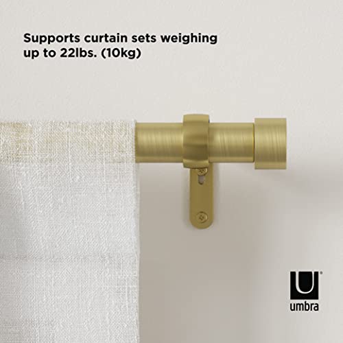 Umbra Cappa Curtain Rod, Includes 2 Matching Finials, Brackets & Hardware, 36 to 66-Inches, Brass