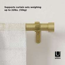 Load image into Gallery viewer, Umbra Cappa Curtain Rod, Includes 2 Matching Finials, Brackets &amp; Hardware, 36 to 66-Inches, Brass
