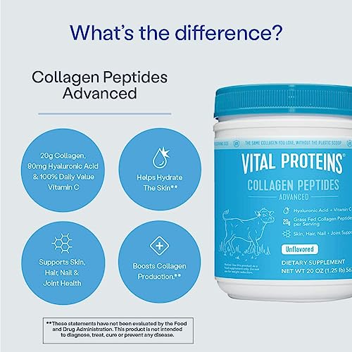 Vital Proteins Collagen Peptides Powder with Hyaluronic Acid and Vitamin C