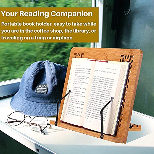 SUNFICON Bamboo Book Stand Holder