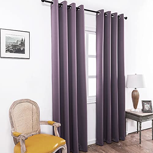 MANGATA CASA Purple Blackout Curtains with Grommets (2 Panels)