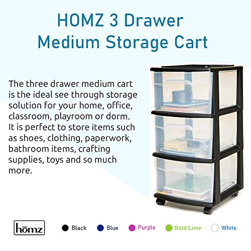 Homz 3 Drawer Plastic Storage and Organizer Cart