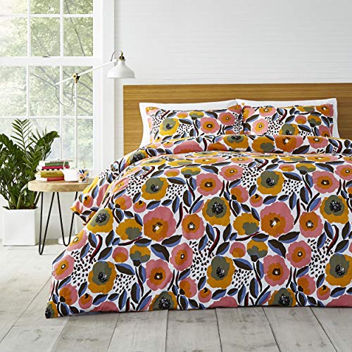 Marimekko - Queen Duvet Cover Set, Cotton Percale Bedding with Matching Shams & Button Closure, All Season Home Decor (Rosarium Pink, Queen)